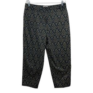Talbots Petites‎ Womens Pants Floral Flat Front Stretch Tapered Pockets Black 16